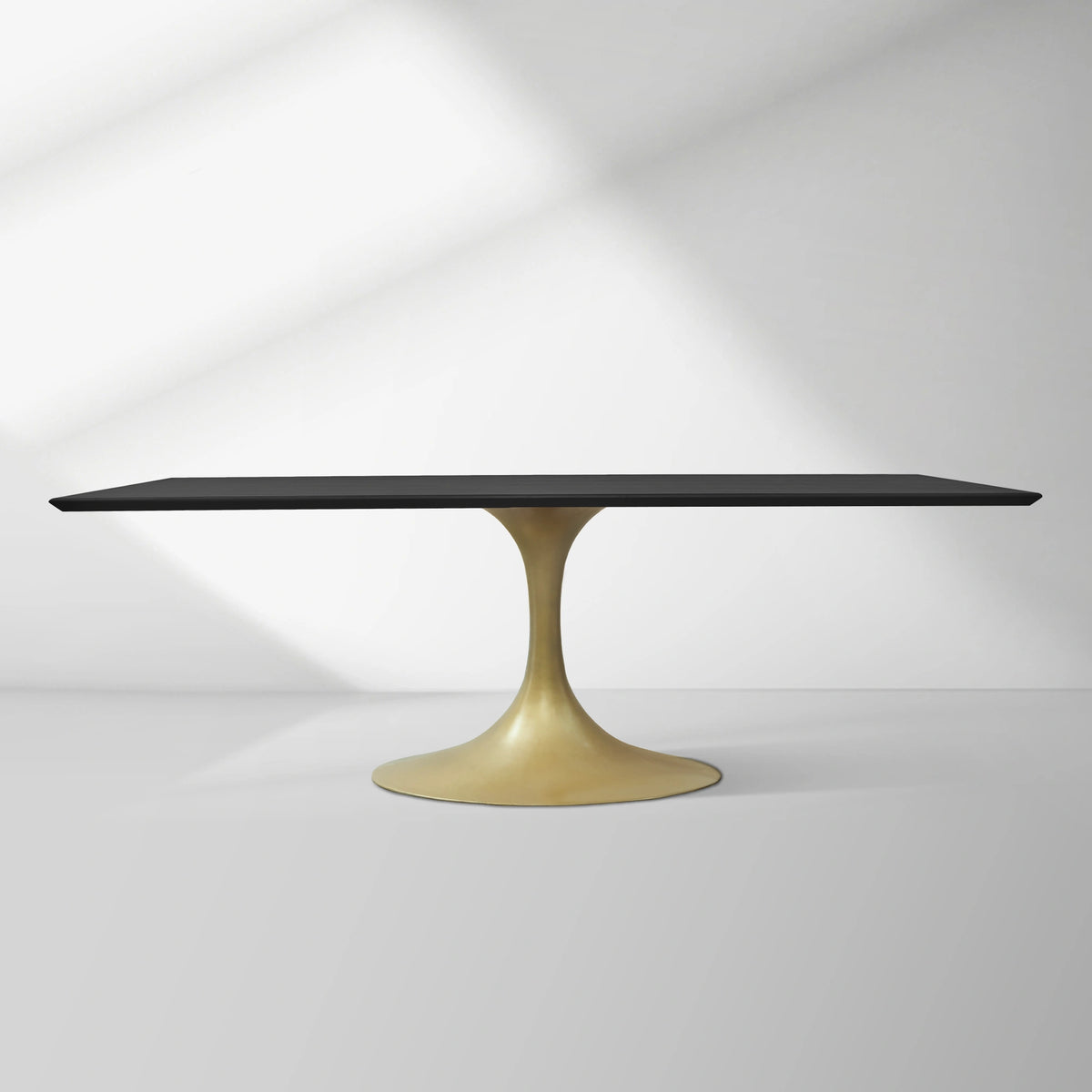 Aero Solid Wood Top Dining Table Tulip Rectangular Dining Table with Cast Steel Pedestal Base