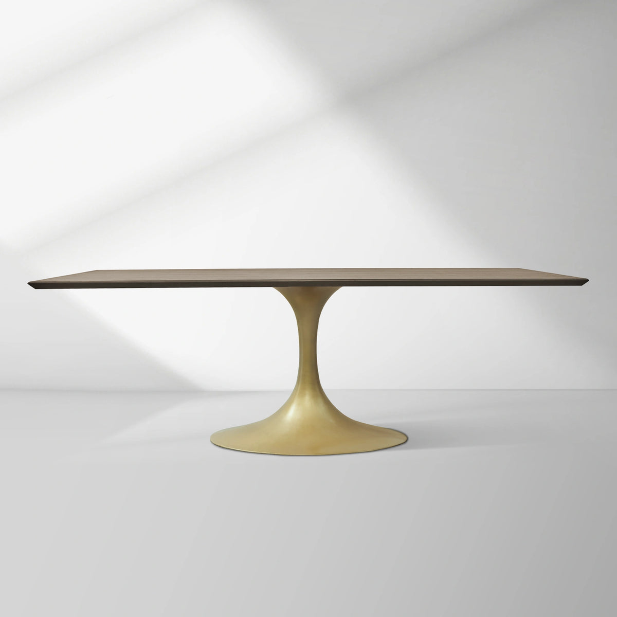 Aero Solid Wood Top Dining Table Tulip Rectangular Dining Table with Cast Steel Pedestal Base