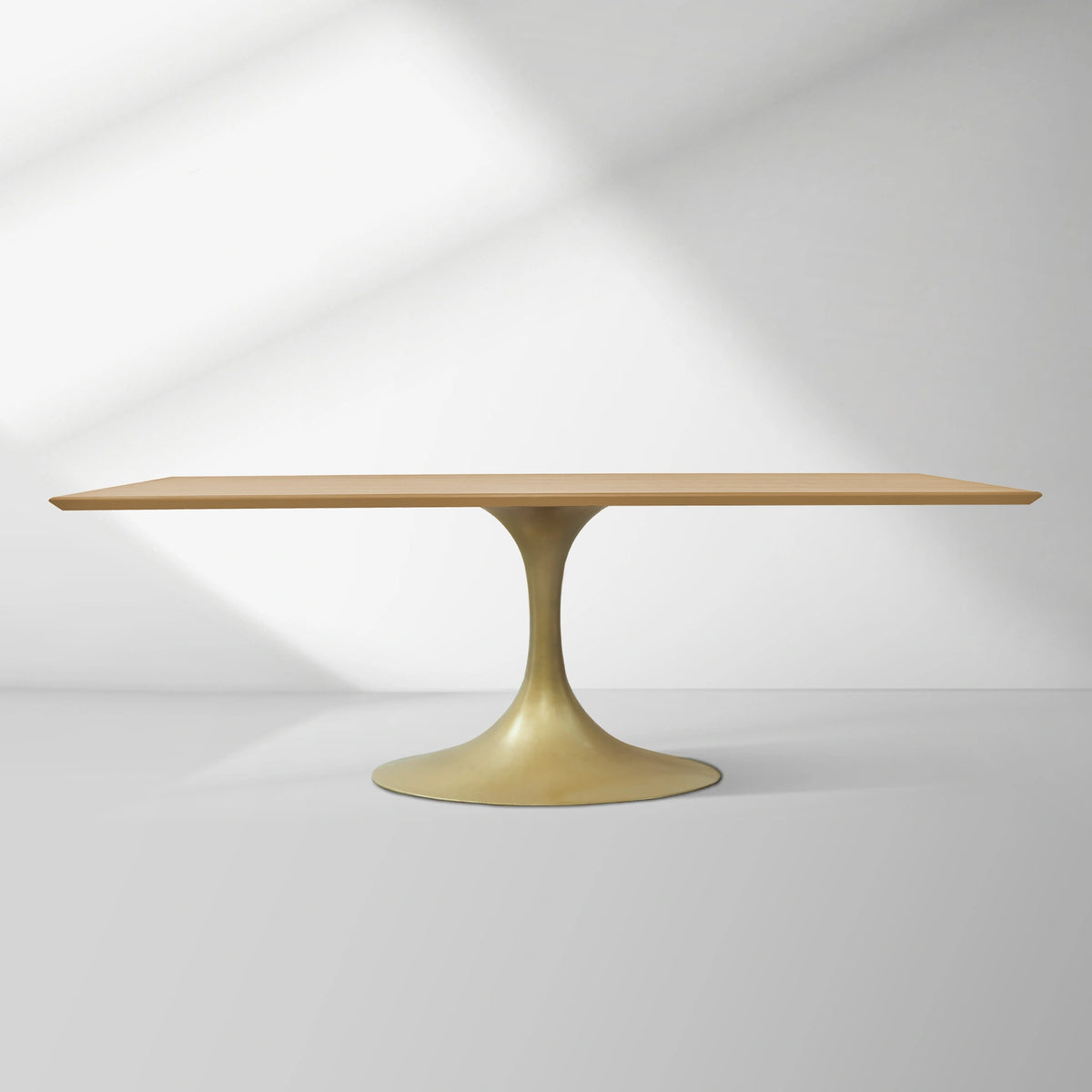 Aero Solid Wood Top Dining Table Tulip Rectangular Dining Table with Cast Steel Pedestal Base