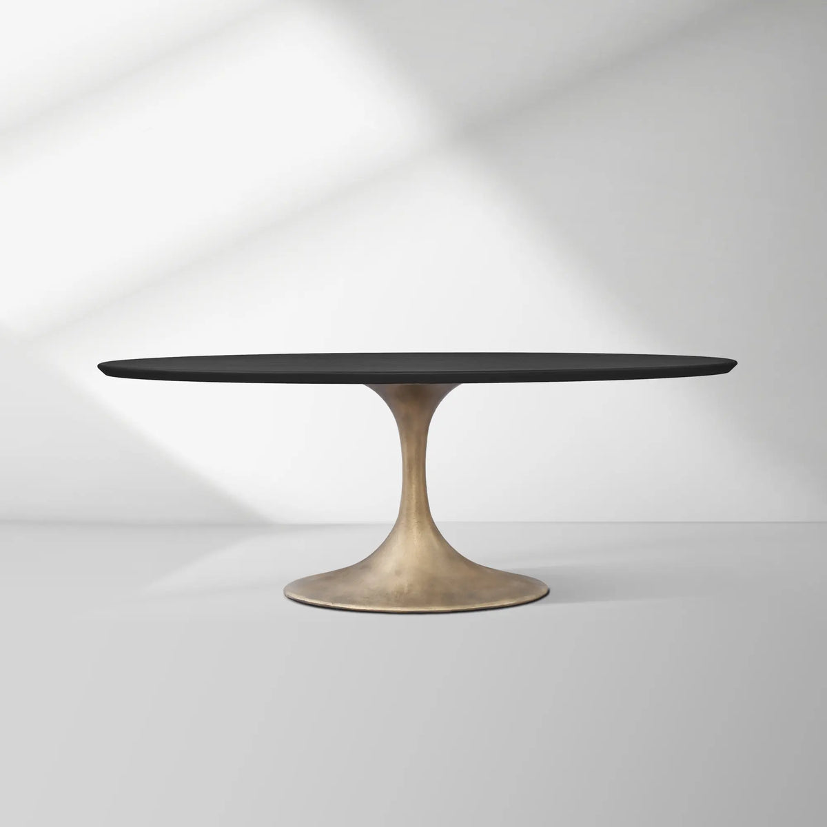 Aero Oval Solid Wood Dining Table Tulip Dining Table with Cast Steel Base