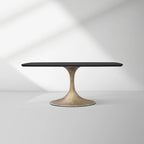 Aero Saint Germain Solid Oak Top Dining Table Tulip Rectangular Dining Table with Launette Base