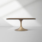 Aero Saint Germain Solid Oak Top Dining Table Tulip Rectangular Dining Table with Launette Base