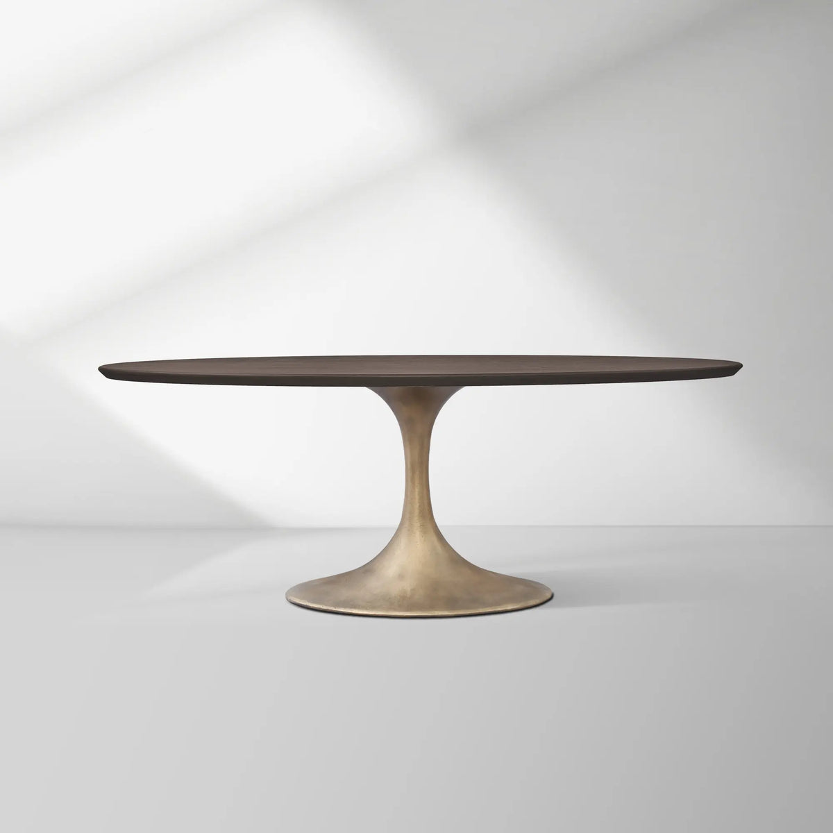 Aero Oval Solid Wood Dining Table Tulip Dining Table with Cast Steel Base