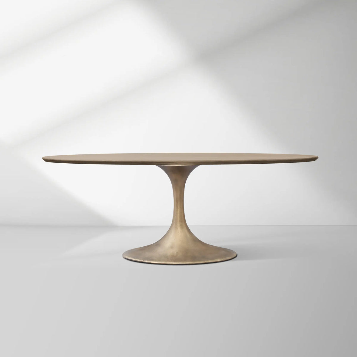 Aero Oval Solid Wood Dining Table Tulip Dining Table with Cast Steel Base