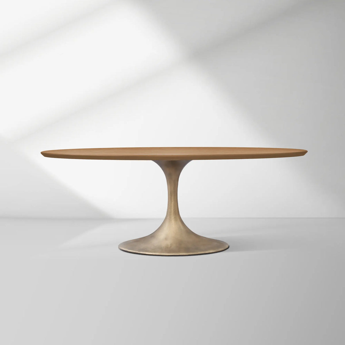 Aero Oval Solid Wood Dining Table Tulip Dining Table with Cast Steel Base