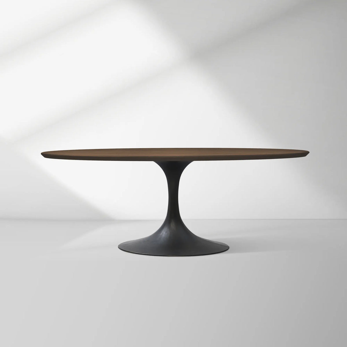 Aero Oval Solid Wood Dining Table Tulip Dining Table with Cast Steel Base