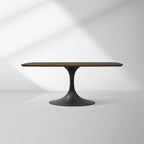 Aero Saint Germain Solid Oak Top Dining Table Tulip Rectangular Dining Table with Launette Base