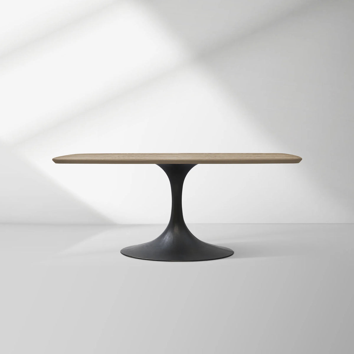 Aero Saint Germain Solid Oak Top Dining Table Tulip Rectangular Dining Table with Launette Base