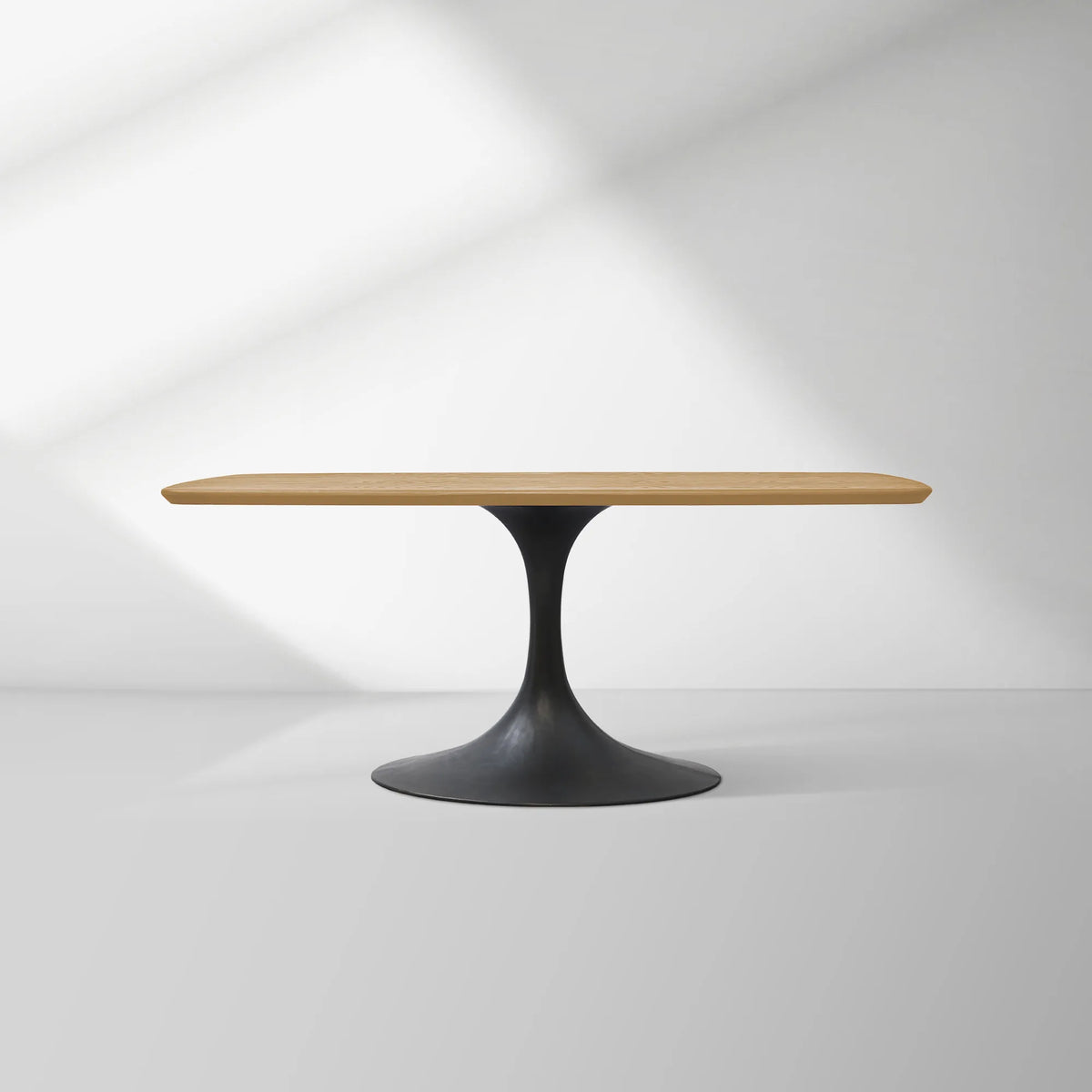 Aero Saint Germain Solid Oak Top Dining Table Tulip Rectangular Dining Table with Launette Base