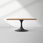 Aero Saint Germain Solid Oak Top Dining Table Tulip Rectangular Dining Table with Launette Base