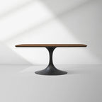 Aero Saint Germain Solid Oak Top Dining Table Tulip Rectangular Dining Table with Launette Base