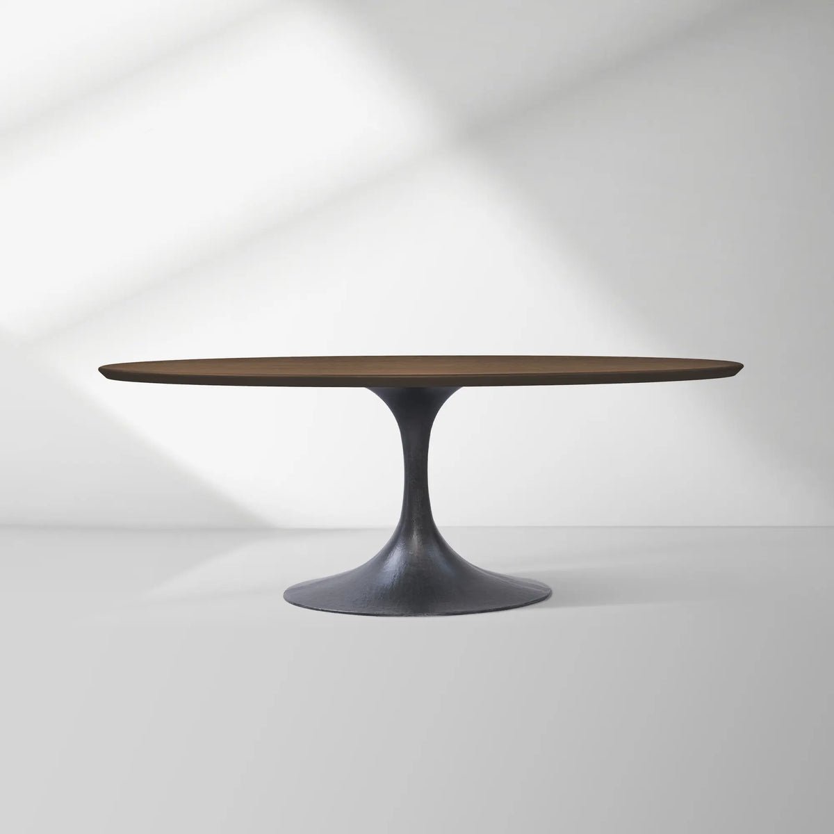 Aero Oval Solid Wood Dining Table Tulip Dining Table with Cast Steel Base
