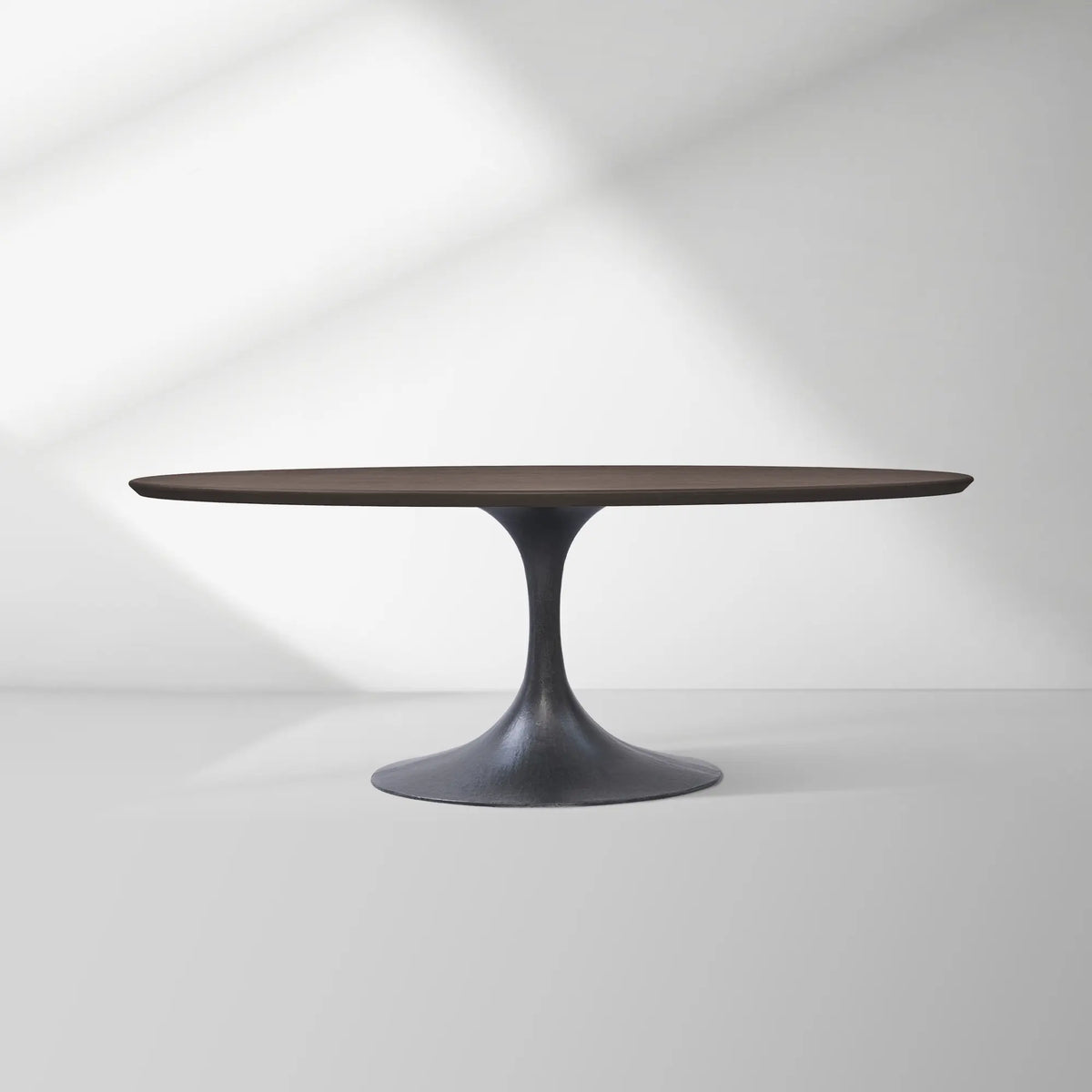 Aero Oval Solid Wood Dining Table Tulip Dining Table with Cast Steel Base