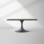 Aero Saint Germain Solid Oak Top Dining Table Tulip Rectangular Dining Table with Launette Base
