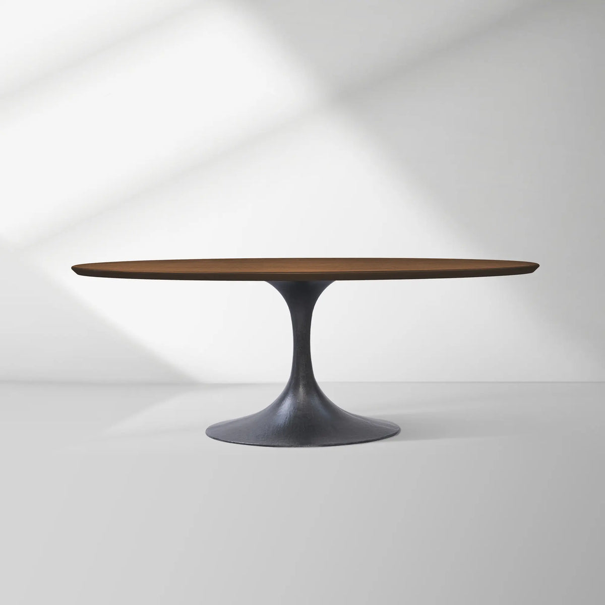 Aero Oval Solid Wood Dining Table Tulip Dining Table with Cast Steel Base