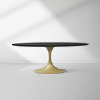 Aero Oval Solid Wood Dining Table Tulip Dining Table with Cast Steel Base