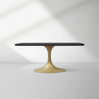 Aero Saint Germain Solid Oak Top Dining Table Tulip Rectangular Dining Table with Launette Base