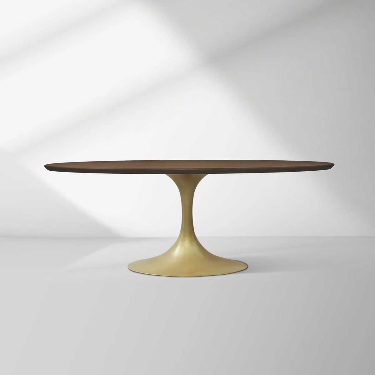 Aero Oval Solid Wood Dining Table Tulip Dining Table with Cast Steel Base