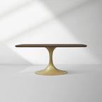 Aero Saint Germain Solid Oak Top Dining Table Tulip Rectangular Dining Table with Launette Base