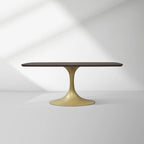 Aero Saint Germain Solid Oak Top Dining Table Tulip Rectangular Dining Table with Launette Base