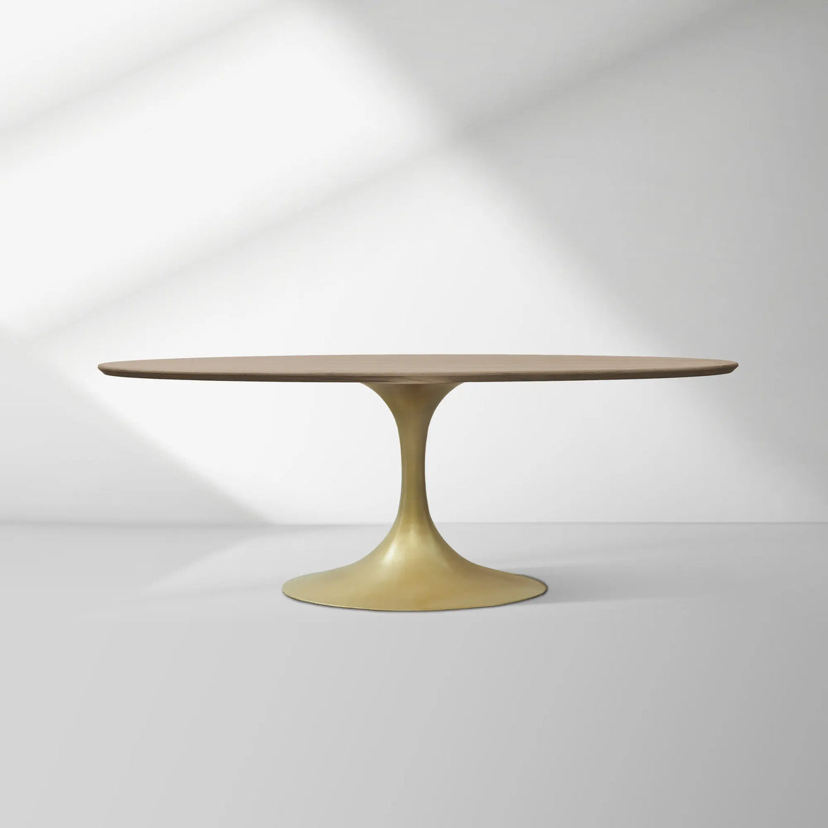 Aero Oval Solid Wood Dining Table Tulip Dining Table with Cast Steel Base
