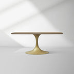 Aero Saint Germain Solid Oak Top Dining Table Tulip Rectangular Dining Table with Launette Base