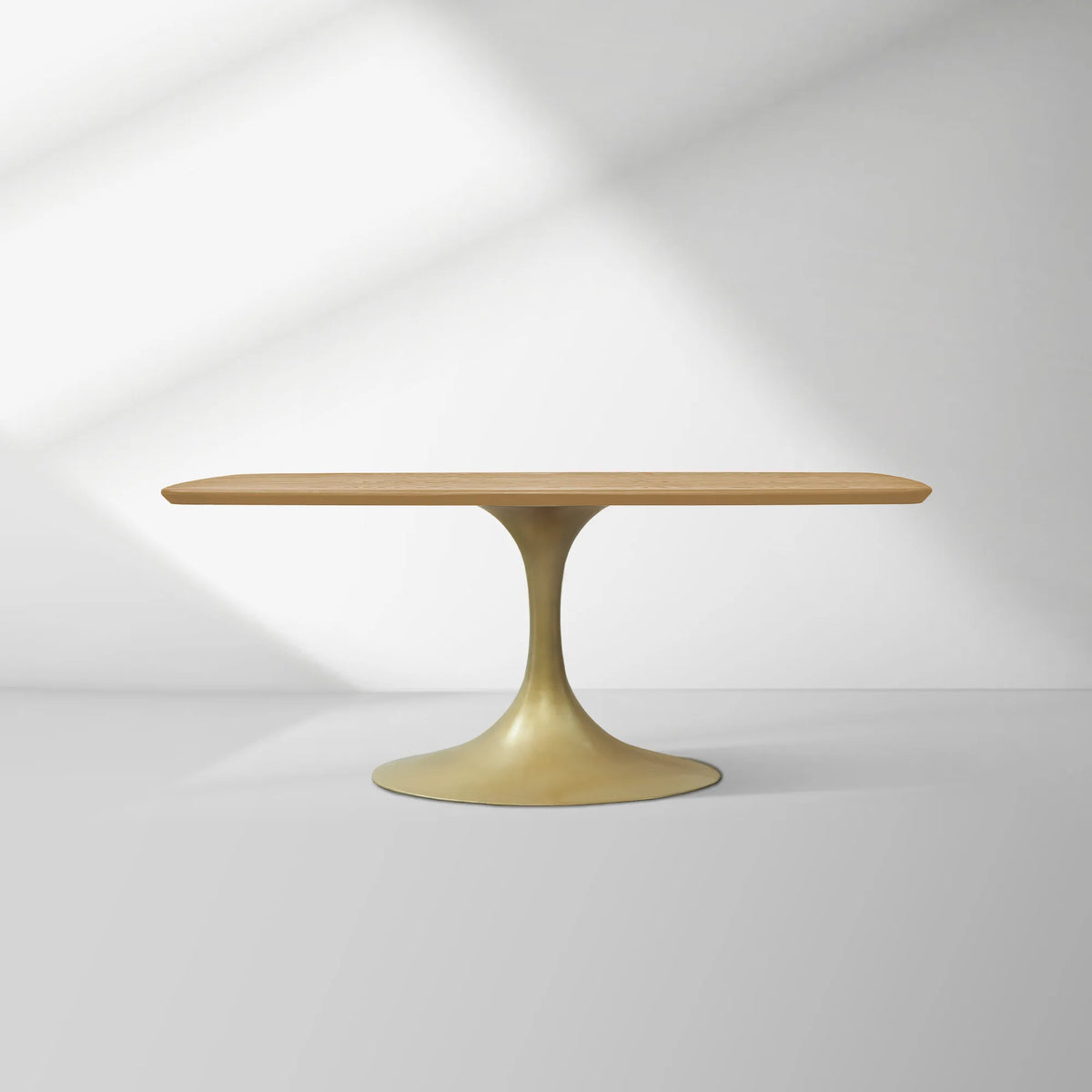 Aero Saint Germain Solid Oak Top Dining Table Tulip Rectangular Dining Table with Launette Base