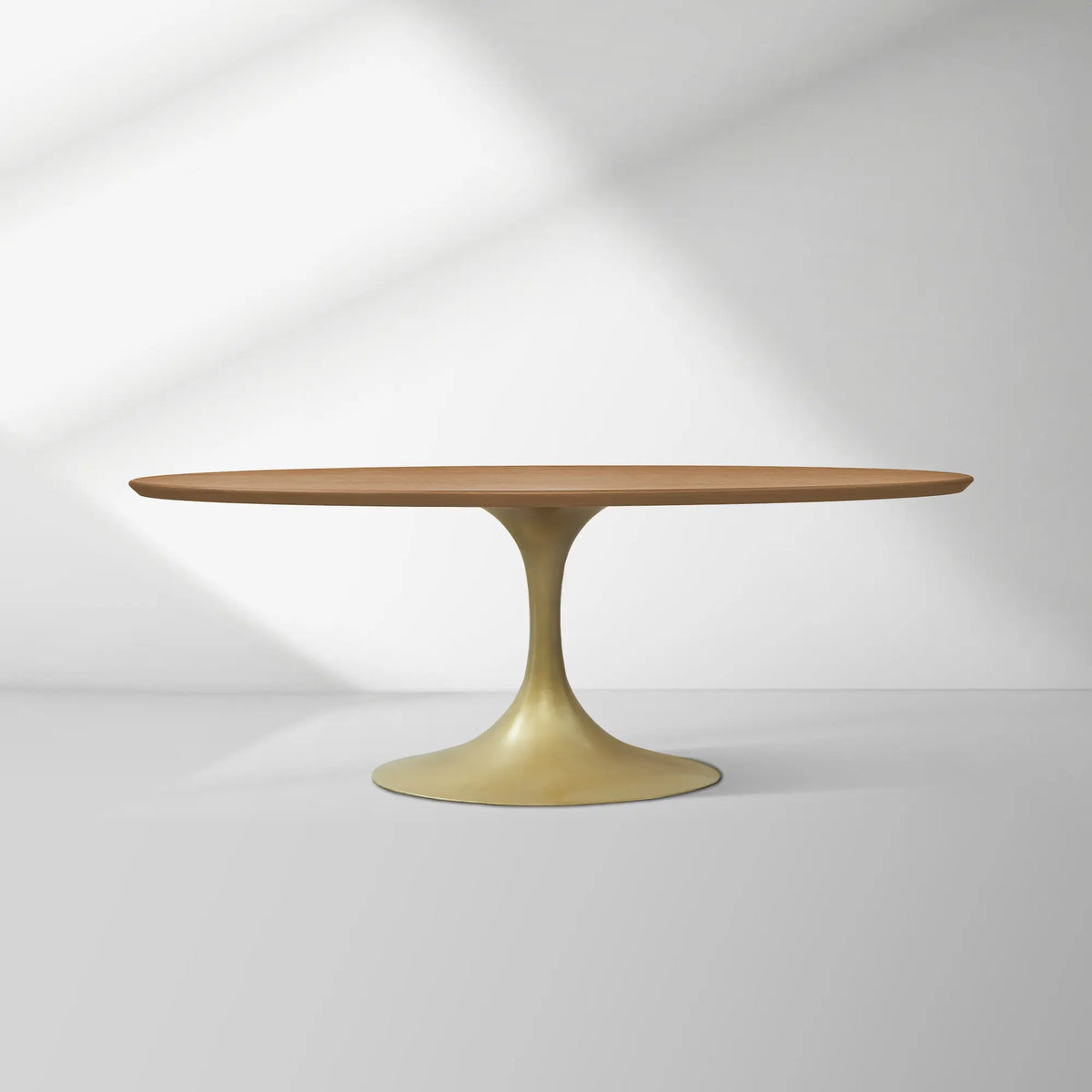 Aero Oval Solid Wood Dining Table Tulip Dining Table with Cast Steel Base