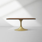 Aero Saint Germain Solid Oak Top Dining Table Tulip Rectangular Dining Table with Launette Base