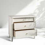 Table de chevet Henley avec tables de nuit en acajou massif, commode à 3 tiroirs et poignées en laiton