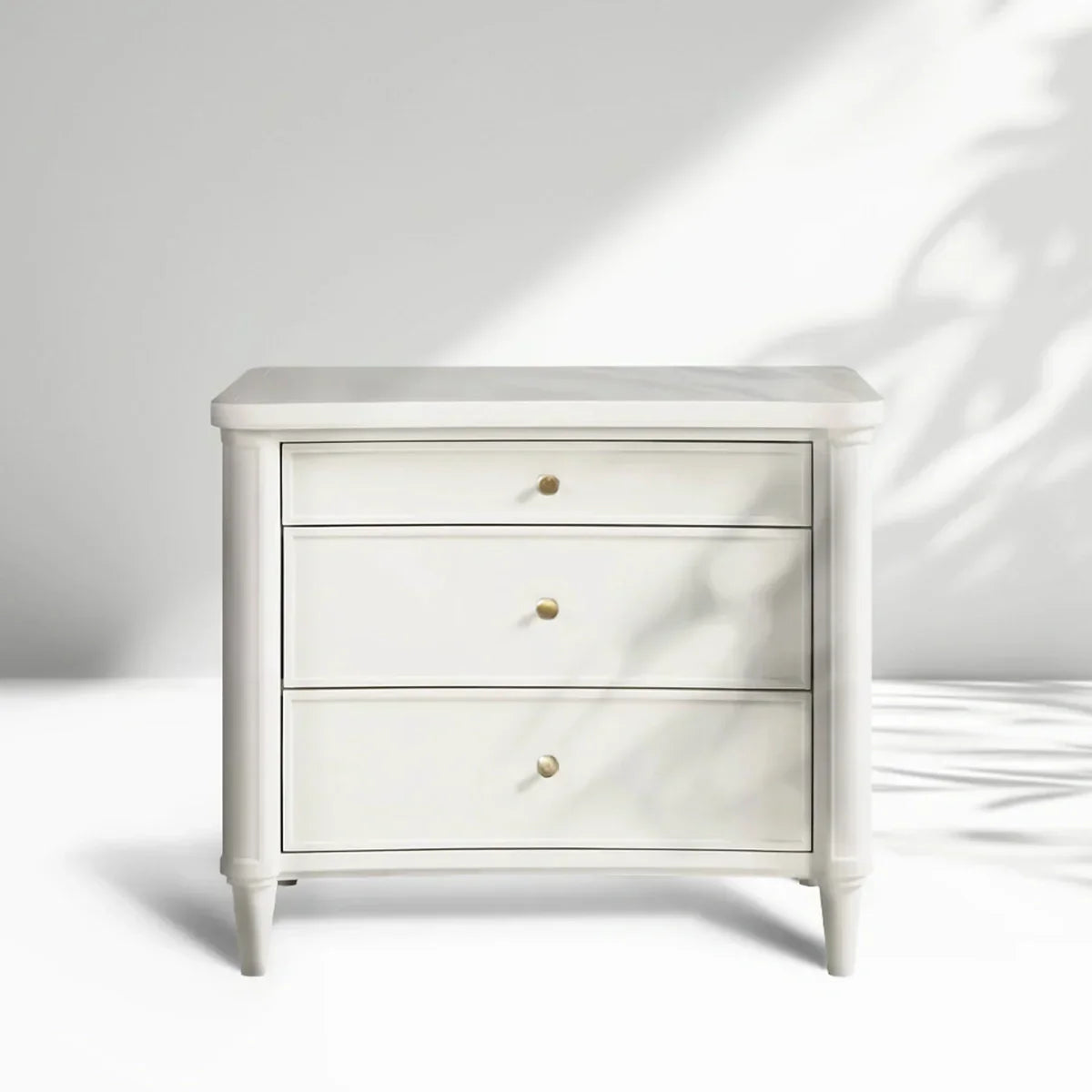 Table de chevet Henley avec tables de nuit en acajou massif, commode à 3 tiroirs et poignées en laiton