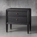 Lenox Wood Nightstand with Solid Mindi Wood & Veneers Nightside Table with TWO-Drawer Cabinet Chest French Antique Style