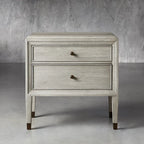 Lenox Wood Nightstand with Solid Mindi Wood & Veneers Nightside Table with TWO-Drawer Cabinet Chest French Antique Style