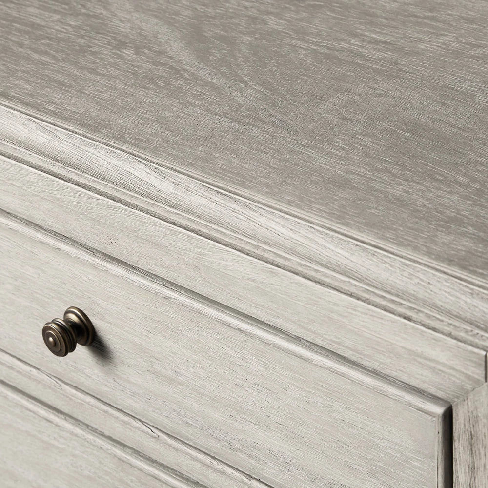 Lenox Wood Nightstand with Solid Mindi Wood & Veneers Nightside Table with TWO-Drawer Cabinet Chest French Antique Style