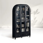 Hattie II Hohe Vitrine aus Glas, Holz, Klassisches europäisches Design