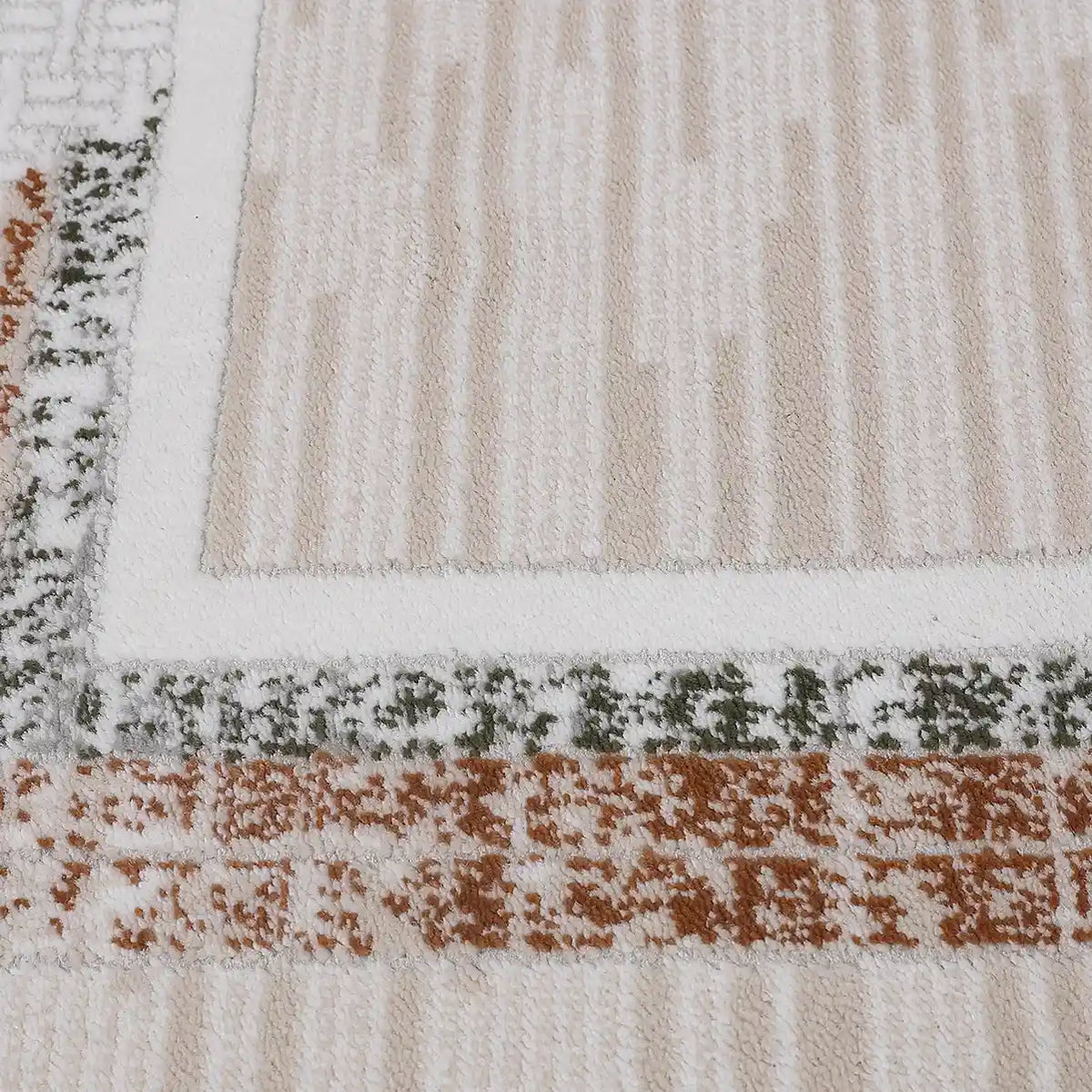 Meilade Framed Band Abstract Neutral Area Rug with Modern Light Luxury Frame with Layered Style Carpet