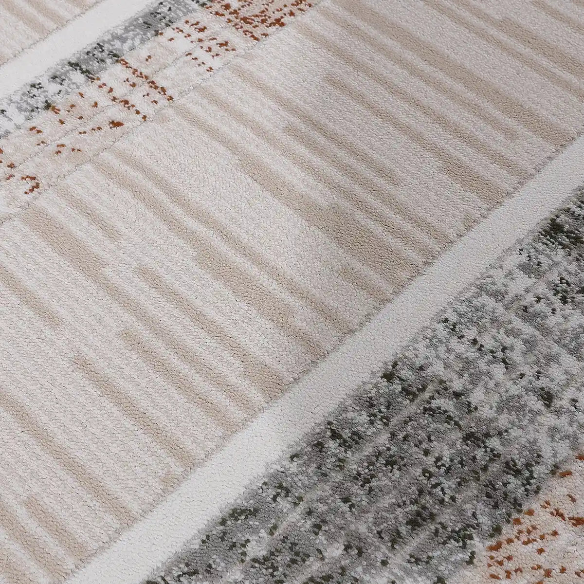 Meilade Framed Band Abstract Neutral Area Rug with Modern Light Luxury Frame with Layered Style Carpet