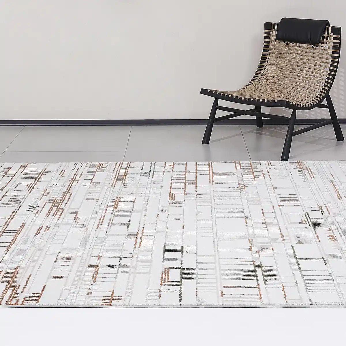 Melade Tapis contemporain lignes architecturales neutres, tapis d'ordre minimaliste, style ligne architecturale moderne