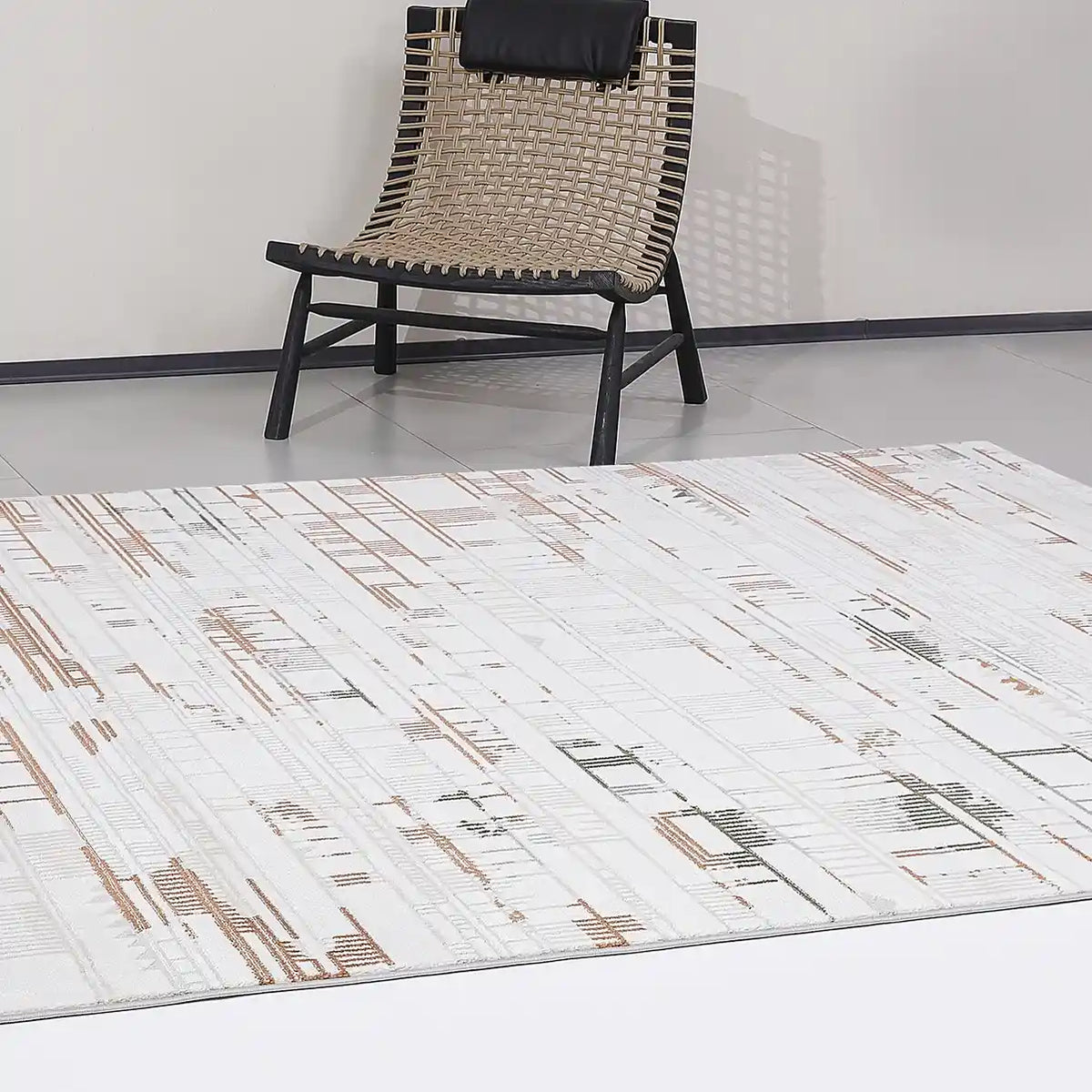 Melade Tapis contemporain lignes architecturales neutres, tapis d'ordre minimaliste, style ligne architecturale moderne