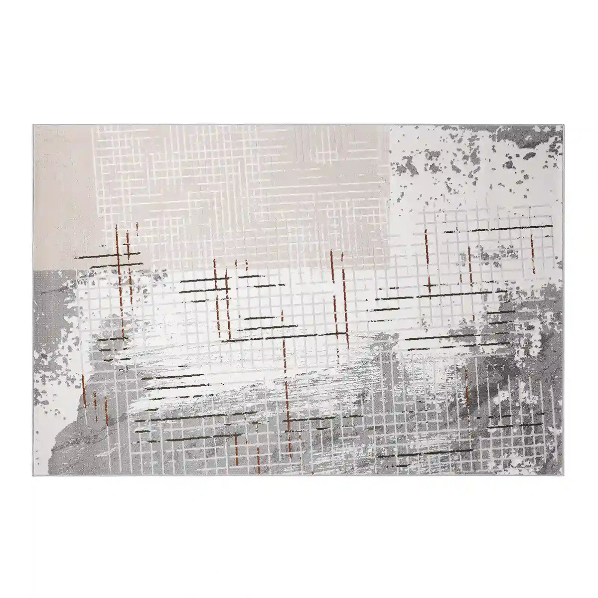 Melard Layered Grid Abstract Neutral Area Rug with Artistic Deconstruction & Spontaneous Sensibility Carpet