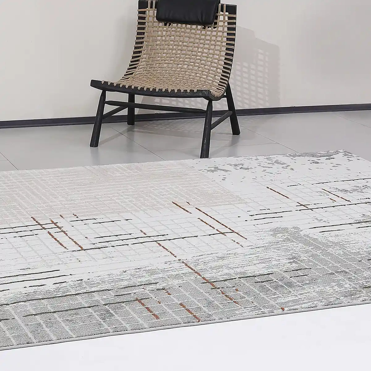Melard Layered Grid Abstract Neutral Area Rug with Artistic Deconstruction & Spontaneous Sensibility Carpet