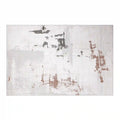 Tapis Melard lavé doux, motif abstrait neutre, sensation de détente et texture rétro, style moderne et doux.