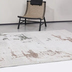 Tapis Melard lavé doux, motif abstrait neutre, sensation de détente et texture rétro, style moderne et doux.