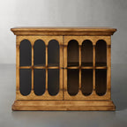 Merritt Distressed Dining Buffet Sideboard Cabinet Antiques Solid Pine Entrance Cabinet with Glass Doors