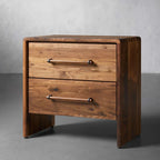 Miller Closed Nightstand with Solid Walnut Wood Nightside Table TWO-Drawer Cabinet