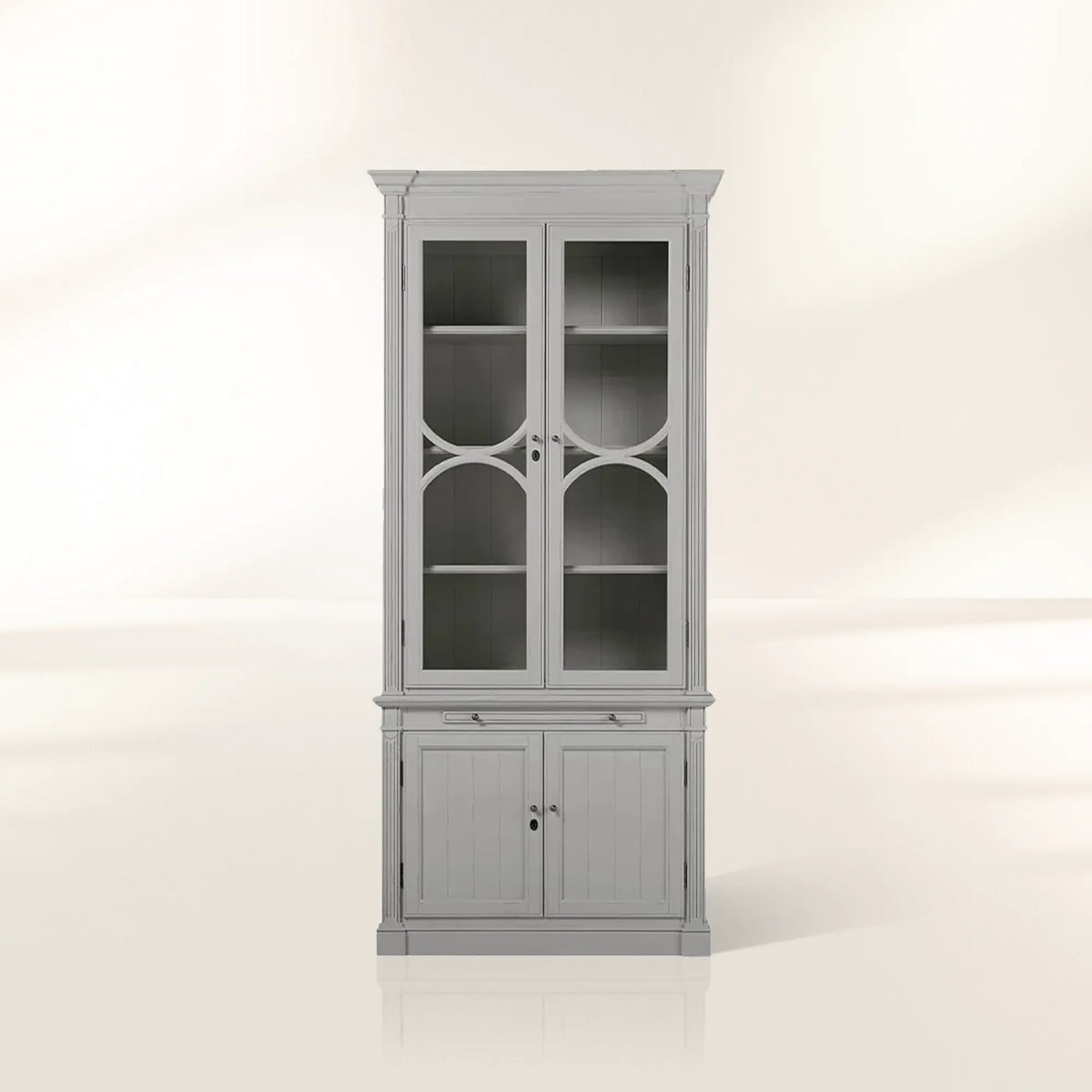 Armoire vitrine modulaire Athens en bois de peuplier, bibliothèque d'appoint haute pour salon