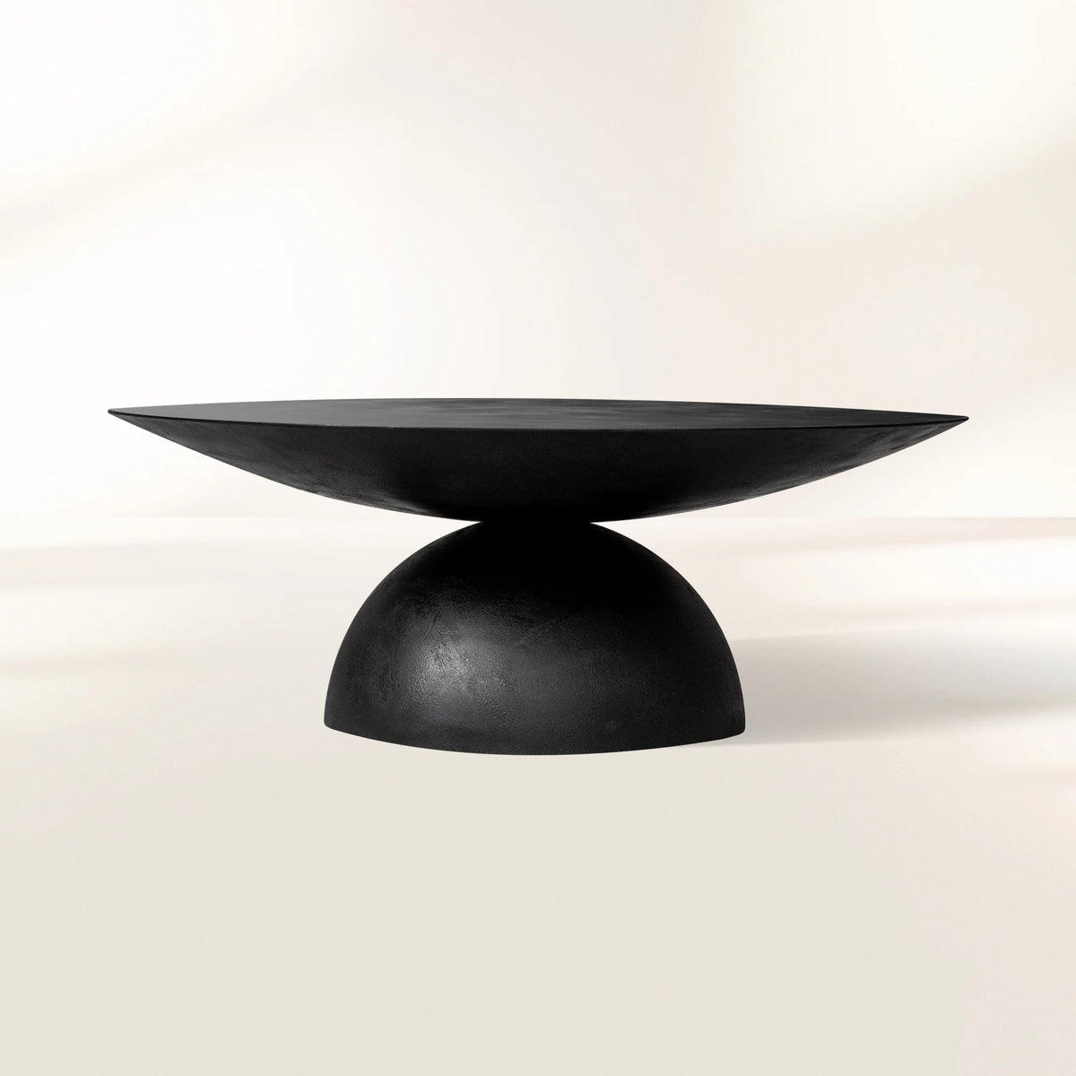 Table Basse Ronde Kyoto en Aluminium Moulé Nickelé - Table Basse de Salon en Métal - Table Basse Cocktail