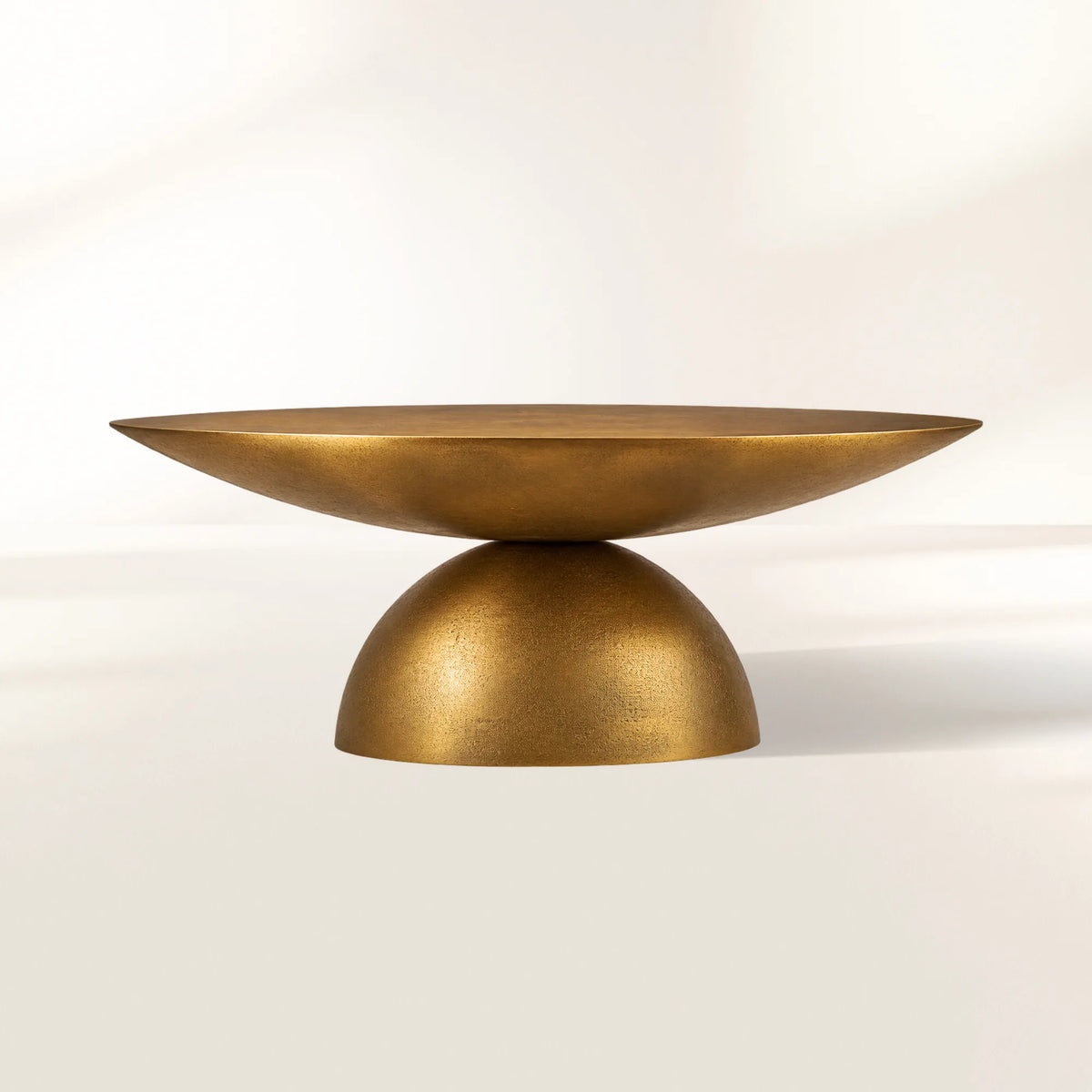Table Basse Ronde Kyoto en Aluminium Moulé Nickelé - Table Basse de Salon en Métal - Table Basse Cocktail