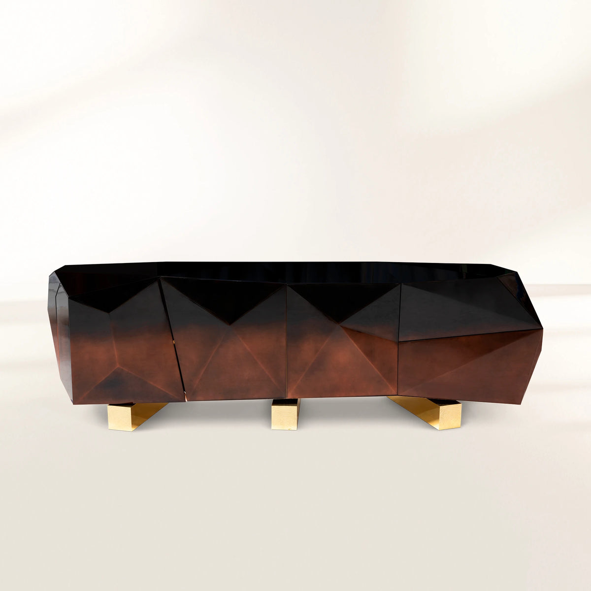 Luxury Diamond Sideboard Cabinet with Faceted Design & Hidden Storage