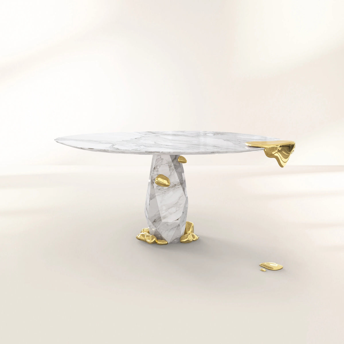 Diamond Marble & Brass Round Dining Table